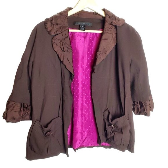 Marc by Marc Jacobs 0 Cropped Open Jacket Brown‎ Lagenlook Dressy Wool blend - Picture 1 of 16